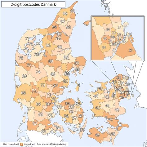 Kort over Danmark Postnummer 3650